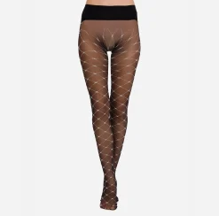 Collants|Elisabetta Franchi Collant Trama Monogram Nero/Burro