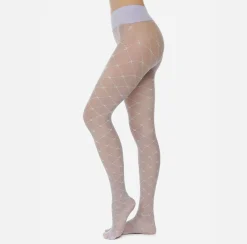 Collants|Elisabetta Franchi Collant Trama Monogram Lavanda/Burro