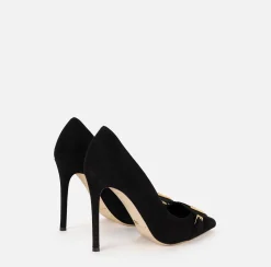 Décolleté|Elisabetta Franchi Décolleté in camoscio con patta e scudetto Nero