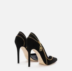 Décolleté|Elisabetta Franchi Décolleté in camoscio con zip Nero