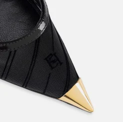 Décolleté|Elisabetta Franchi Décolleté in rete con logo in flock Nero