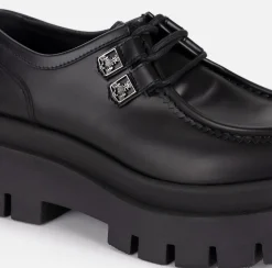 Sneakers E Scarpe Basse|Elisabetta Franchi Derby in pelle con plateau Nero