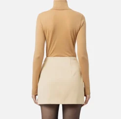 Maglieria E Felpe|Elisabetta Franchi Dolcevita in lana merino con logo jacquard Bronze