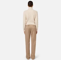 Maglieria E Felpe|Elisabetta Franchi Dolcevita in lana tipo college Burro/RougeNoir