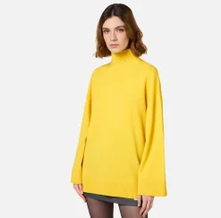 Maglieria E Felpe|Elisabetta Franchi Dolcevita in misto cashmere con logo Mimosa/Nero