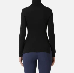 Maglieria E Felpe|Elisabetta Franchi Dolcevita in viscosa con bottoni sul fianco Nero