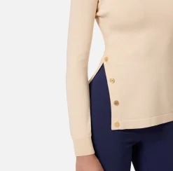 Maglieria E Felpe|Elisabetta Franchi Dolcevita in viscosa con bottoni sul fianco Lattice
