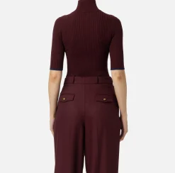 Maglieria E Felpe|Elisabetta Franchi Dolcevita in viscosa con logo college Oro