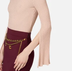 Maglieria E Felpe|Elisabetta Franchi Dolcevita in viscosa e lurex a costine Carne