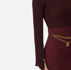 Maglieria E Felpe|Elisabetta Franchi Dolcevita in viscosa e lurex a costine RougeNoir