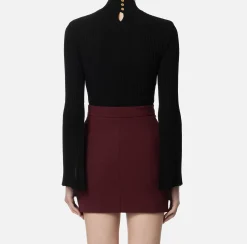 Maglieria E Felpe|Elisabetta Franchi Dolcevita in viscosa e lurex a costine Nero