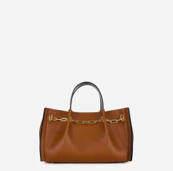 Borse A Mano|Elisabetta Franchi Dune Mini Shoulder Cuoio/Nero
