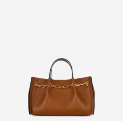 Borse A Mano|Elisabetta Franchi Dune Mini Shoulder Cuoio/Nero
