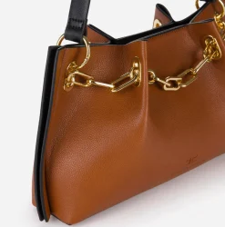 Clutch|Elisabetta Franchi Dune Pouch Cuoio/Nero