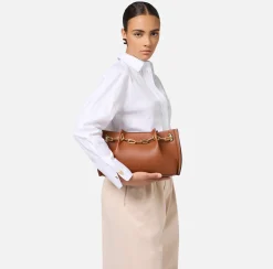 Clutch|Elisabetta Franchi Dune Pouch Cuoio/Nero