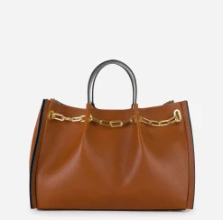 Borse A Mano|Elisabetta Franchi Dune Shopper Cuoio/Nero