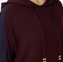 Maglieria E Felpe|Elisabetta Franchi Felpa con cappuccio in viscosa con bande logo Oro