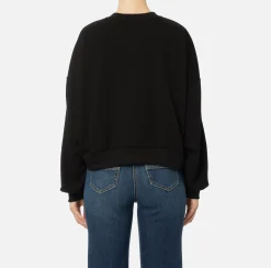 Maglieria E Felpe|Elisabetta Franchi Felpa cropped in cotone con maxi logo Nero