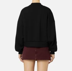 Maglieria E Felpe|Elisabetta Franchi Felpa cropped in cotone con logo college Nero