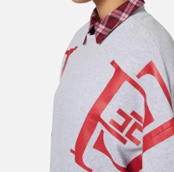 Maglieria E Felpe|Elisabetta Franchi Felpa cropped in cotone con maxi logo Grigiomelange