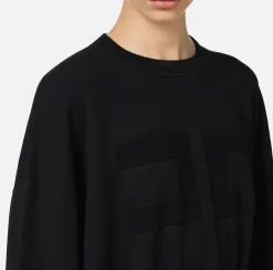 Maglieria E Felpe|Elisabetta Franchi Felpa cropped in viscosa con ricamo logo Nero