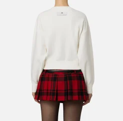 Maglieria E Felpe|Elisabetta Franchi Felpa cropped in viscosa con ricamo logo Avorio