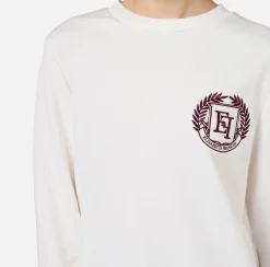 Maglieria E Felpe|Elisabetta Franchi Felpa in cotone con ricamo stemma Avorio