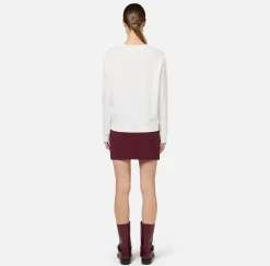 Maglieria E Felpe|Elisabetta Franchi Felpa in cotone con ricamo stemma Avorio