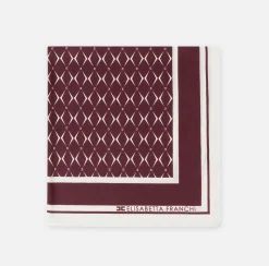 Sciarpe|Elisabetta Franchi Foulard in seta con pattern rombo e logo RougeNoir/Burro