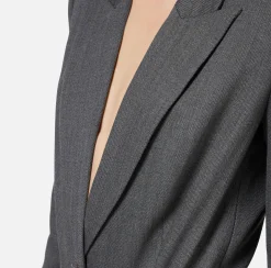 Giacche & Trench|Elisabetta Franchi Giacca a body in fresco lana SteelMelange