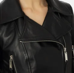 Giacche & Trench|Elisabetta Franchi Giacca biker in pelle con zip Nero