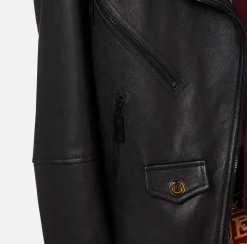 Giacche & Trench|Elisabetta Franchi Giacca biker over in pelle effetto used Nero