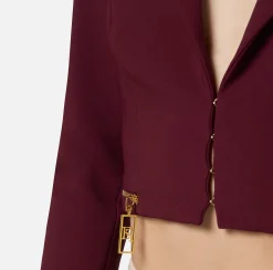 Giacche & Trench|Elisabetta Franchi Giacca cropped in crêpe stretch con zip RougeNoir