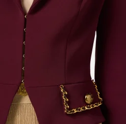 Tailleur|Giacche & Trench|Elisabetta Franchi Giacca cropped in crêpe stretch con catena RougeNoir