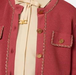 Maglieria E Felpe|Elisabetta Franchi Giacca cropped in viscosa con catena Ombretto