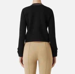 Maglieria E Felpe|Elisabetta Franchi Giacca cropped in viscosa con catena Nero