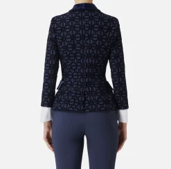 Tailleur|Giacche & Trench|Elisabetta Franchi Giacca doppiopetto in crêpe flock Navy