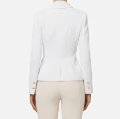 Tailleur|Giacche & Trench|Elisabetta Franchi Giacca doppiopetto in crêpe stretch con puntali Avorio