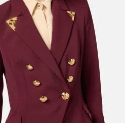 Tailleur|Giacche & Trench|Elisabetta Franchi Giacca doppiopetto in crêpe stretch con puntali RougeNoir