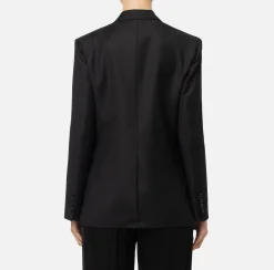 Giacche & Trench|Elisabetta Franchi Giacca doppiopetto in fresco di lana con patch Nero