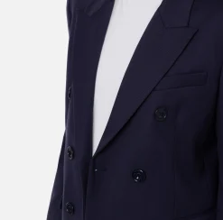 Tailleur|Giacche & Trench|Elisabetta Franchi Giacca doppiopetto in fresco di lana Navy