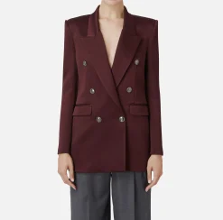 Giacche & Trench|Tailleur|Elisabetta Franchi Giacca doppiopetto in raso RougeNoir