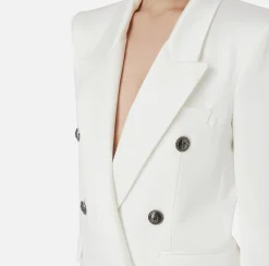 Giacche & Trench|Tailleur|Elisabetta Franchi Giacca doppiopetto in raso Avorio