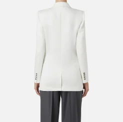 Giacche & Trench|Tailleur|Elisabetta Franchi Giacca doppiopetto in raso Avorio