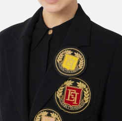 Giacche & Trench|Elisabetta Franchi Giacca in crêpe con patch Nero
