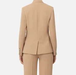 Giacche & Trench|Elisabetta Franchi Giacca in crêpe con ricamo stemma Camel