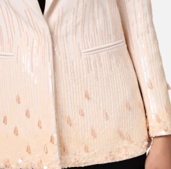 Giacche & Trench|Elisabetta Franchi Giacca in crêpe ricamato con paillettes Lattice