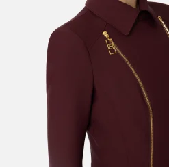 Tailleur|Giacche & Trench|Elisabetta Franchi Giacca in crêpe stretch con baschina e zip RougeNoir