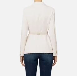 Tailleur|Giacche & Trench|Elisabetta Franchi Giacca in crêpe stretch con cintura e tasche Lattice