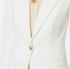 Tailleur|Giacche & Trench|Elisabetta Franchi Giacca in crêpe stretch sfiancata Avorio